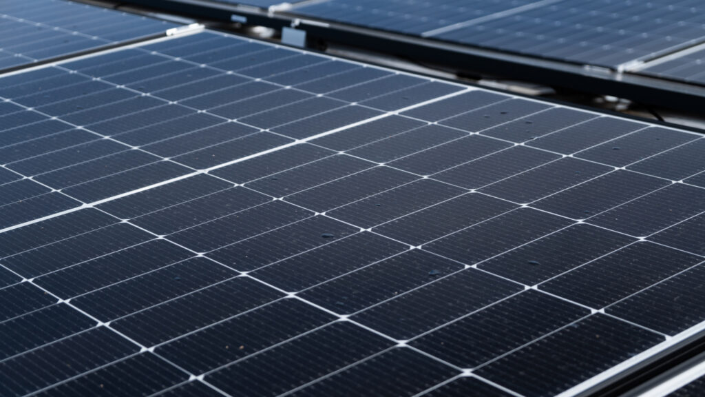 Close-up shot of solar panels