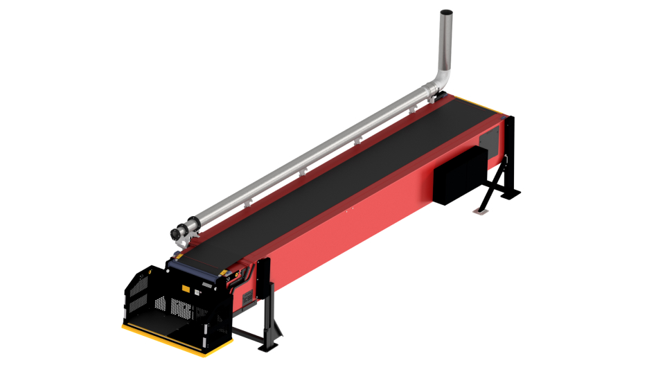 Render of a Performer Telescopic Conveyor with Caljan Telescopic Ventilation